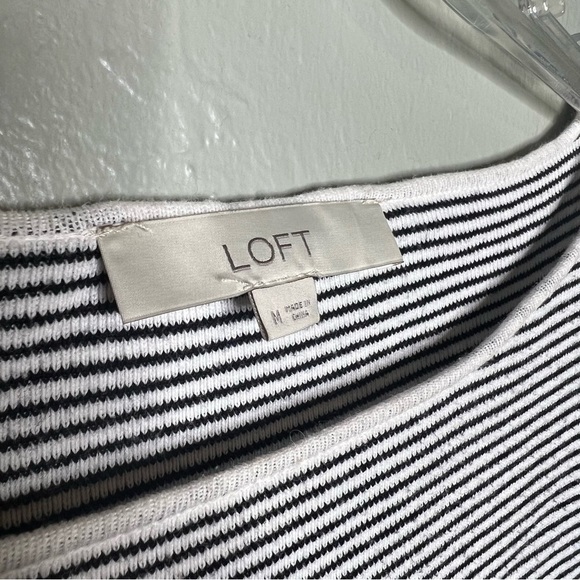 Loft Striped Ruffle Wide Neck Pullover Sweater - Picture 3 of 6